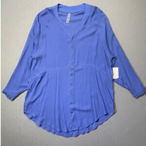 Raisins Juniors' Belize Beach Cover-up Tunic Top - Blue Large $56